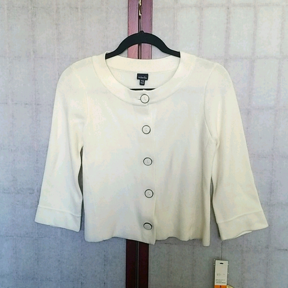 NWT Rafaella Ivory button down cardigan. Size SP.